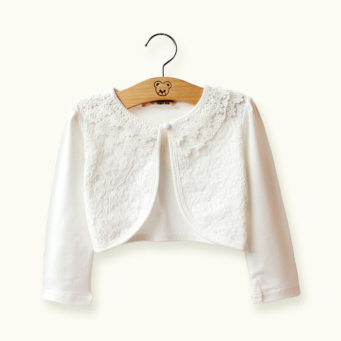 Girls Cotton Shirt With Cotton Lace
