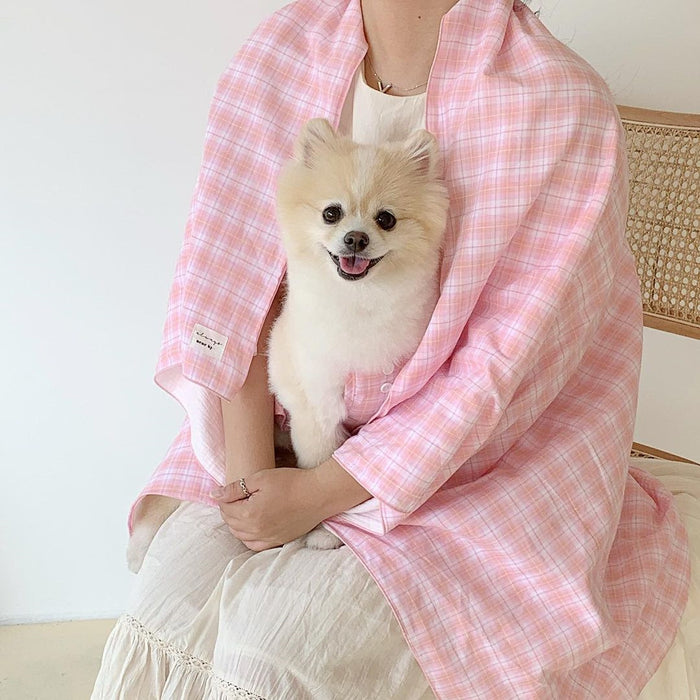 Check Cotton Double-layer. Cotton Yarn Pet Blanket