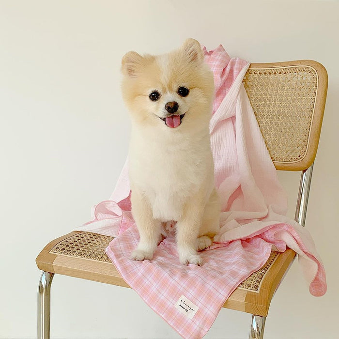 Check Cotton Double-layer. Cotton Yarn Pet Blanket