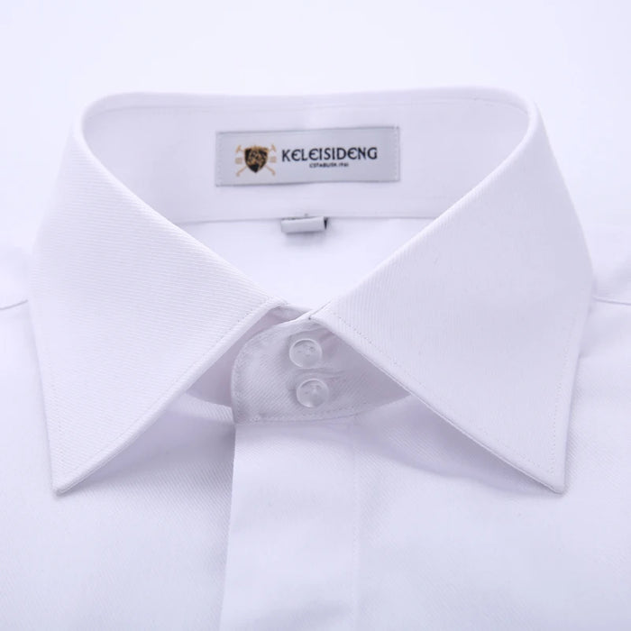 Men's Classic French Cuff Hidden Button Dress Shirt Long-sleeve. Formal Business Standard-fit. White Shirts (Cufflinks Included)