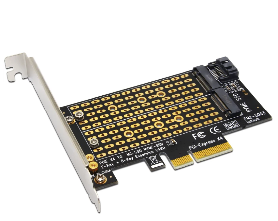 M.2 NVME to PCI-E 3.0 X4 Expansion Card | M.2 NVMe SSD NGFF to PCI-E 3.0 X4 Adapter Raiser | M Key B Key PCI Express 3.0 NVME M.2 SSD M2 SATA NGFF Converter Post Card Riser (Refurbished)