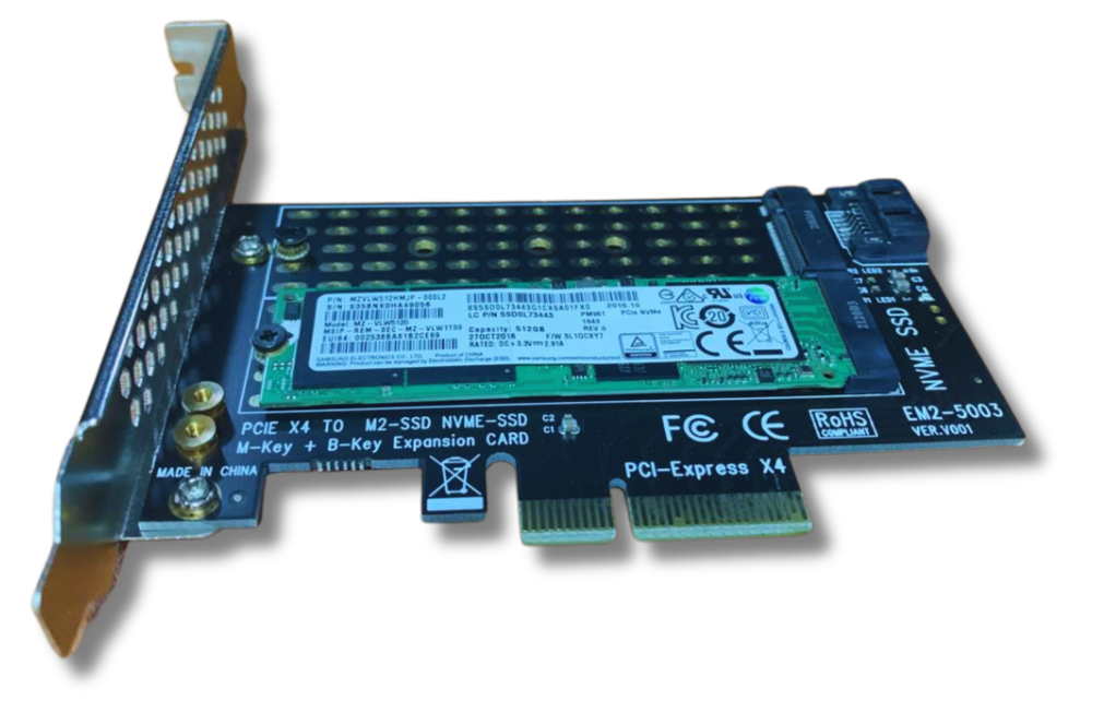 M.2 NVME to PCI-E 3.0 X4 Expansion Card | M.2 NVMe SSD NGFF to PCI-E 3.0 X4 Adapter Raiser | M Key B Key PCI Express 3.0 NVME M.2 SSD M2 SATA NGFF Converter Post Card Riser (Refurbished)