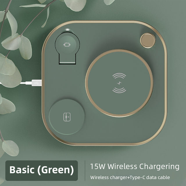 All in one wireless charger. Wireless charger + type-C data cable. 15W super-fast wireless charging & universal compatibility