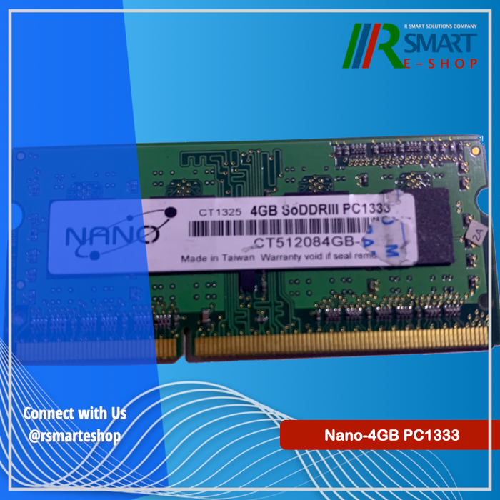 Nano-4GB SODDRIII PC1333 Laptop Memory (Refurbish) / 1 unit available