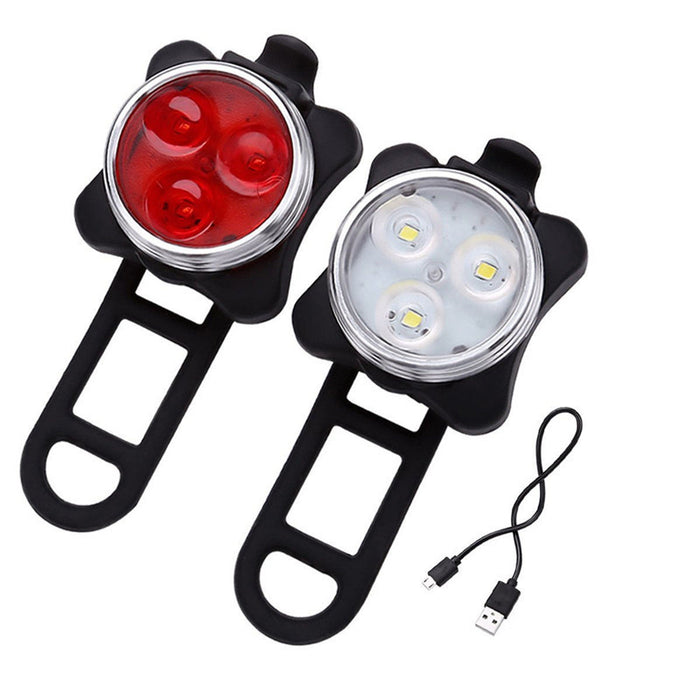 Bicycle Light Mountain Bike USB Charging Headlight Warning Light Set