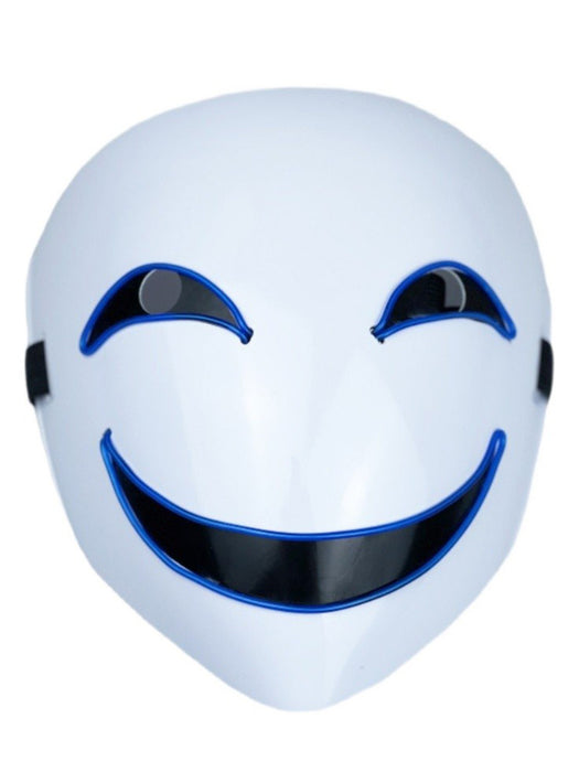 Led Luminous Black Bullet Smile Hiruko Shadow Mask. Full Face Grimace Clown Black.