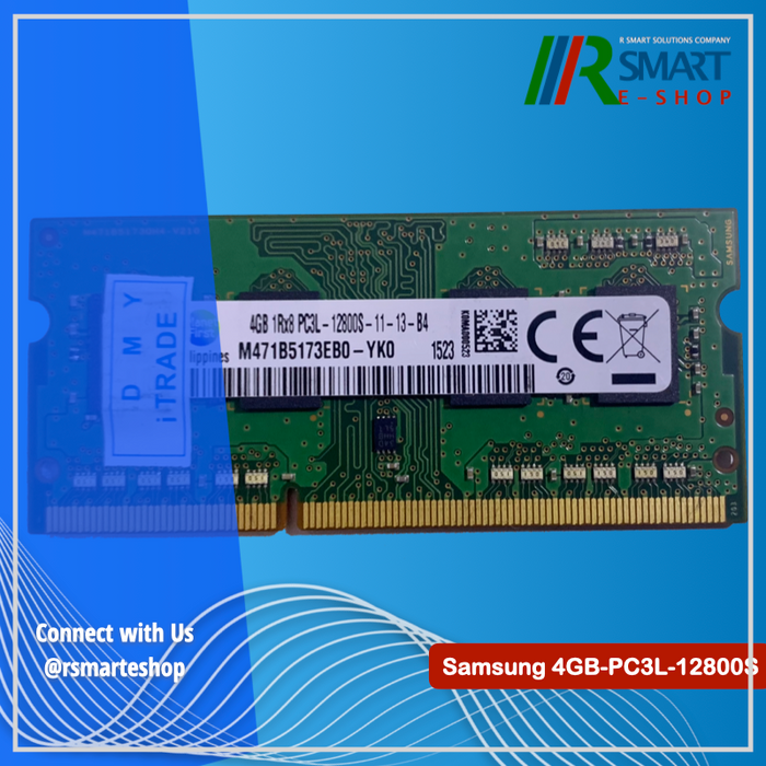 Samsung 4GB 1Rx8 PC3L-12800S Laptop Memory (Refurbish) / 4 units available