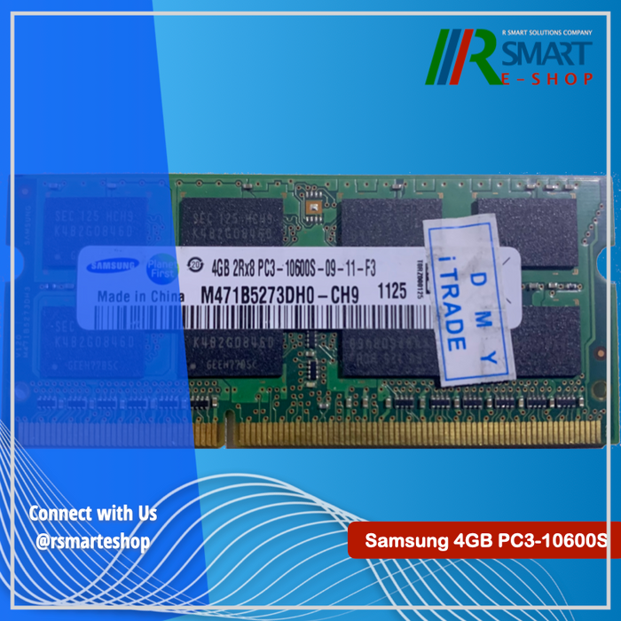 Samsung 4GB 2Rx8 PC3-10600S Laptop Memory (Refurbish) / 1 unit available